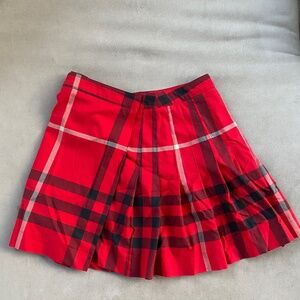 Red Plaid Burberry Plaid Mini Wrap Skirt
